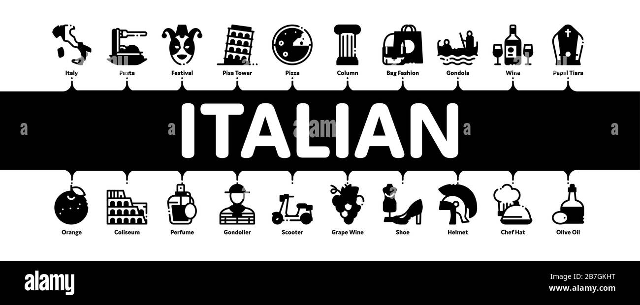 Italian Traditional Minimal Infographic Banner Vector Illustrazione Vettoriale