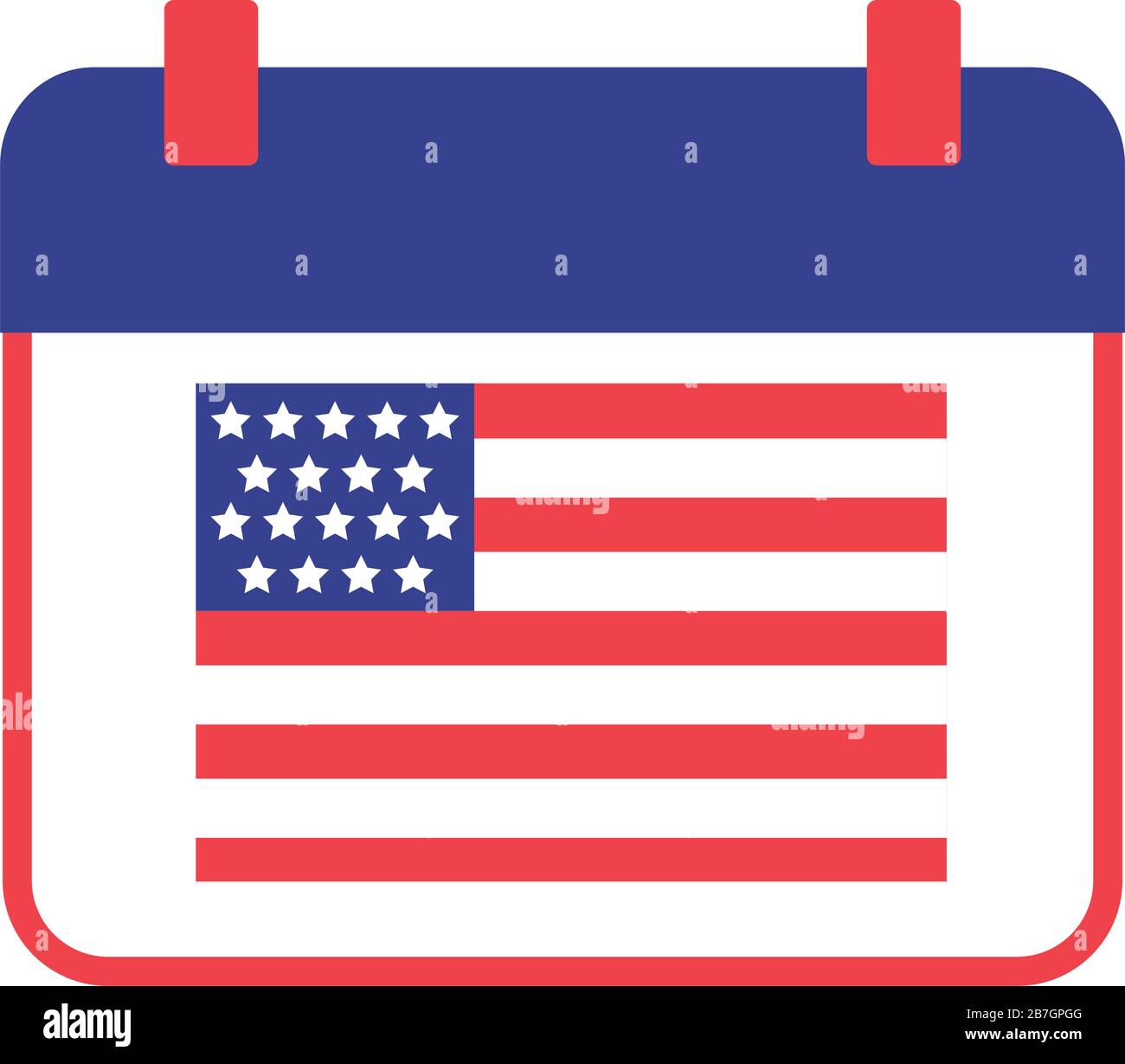 calendario con lo stile della silhouette della bandiera degli stati uniti d'america Illustrazione Vettoriale