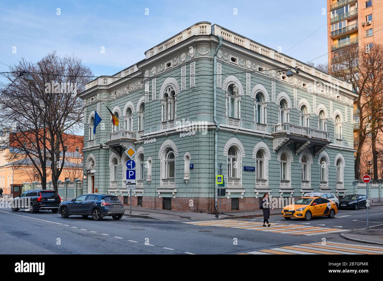 La proprietà della città del commerciante della prima gilda Y.M. Schlossberg, stile rinascimentale. L'edificio ospita attualmente l'Ambasciata di Germania Foto Stock