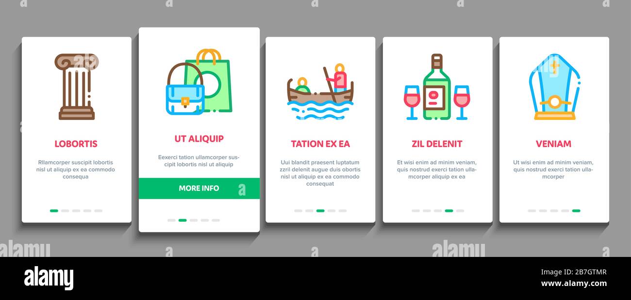 Italiano elementi di inserimento tradizionali icone Imposta vettore Illustrazione Vettoriale