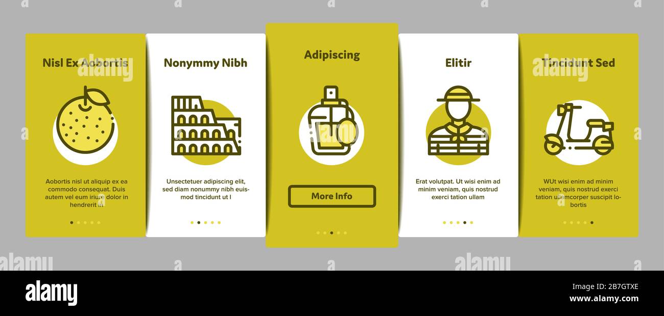 Italiano elementi di inserimento tradizionali icone Imposta vettore Illustrazione Vettoriale