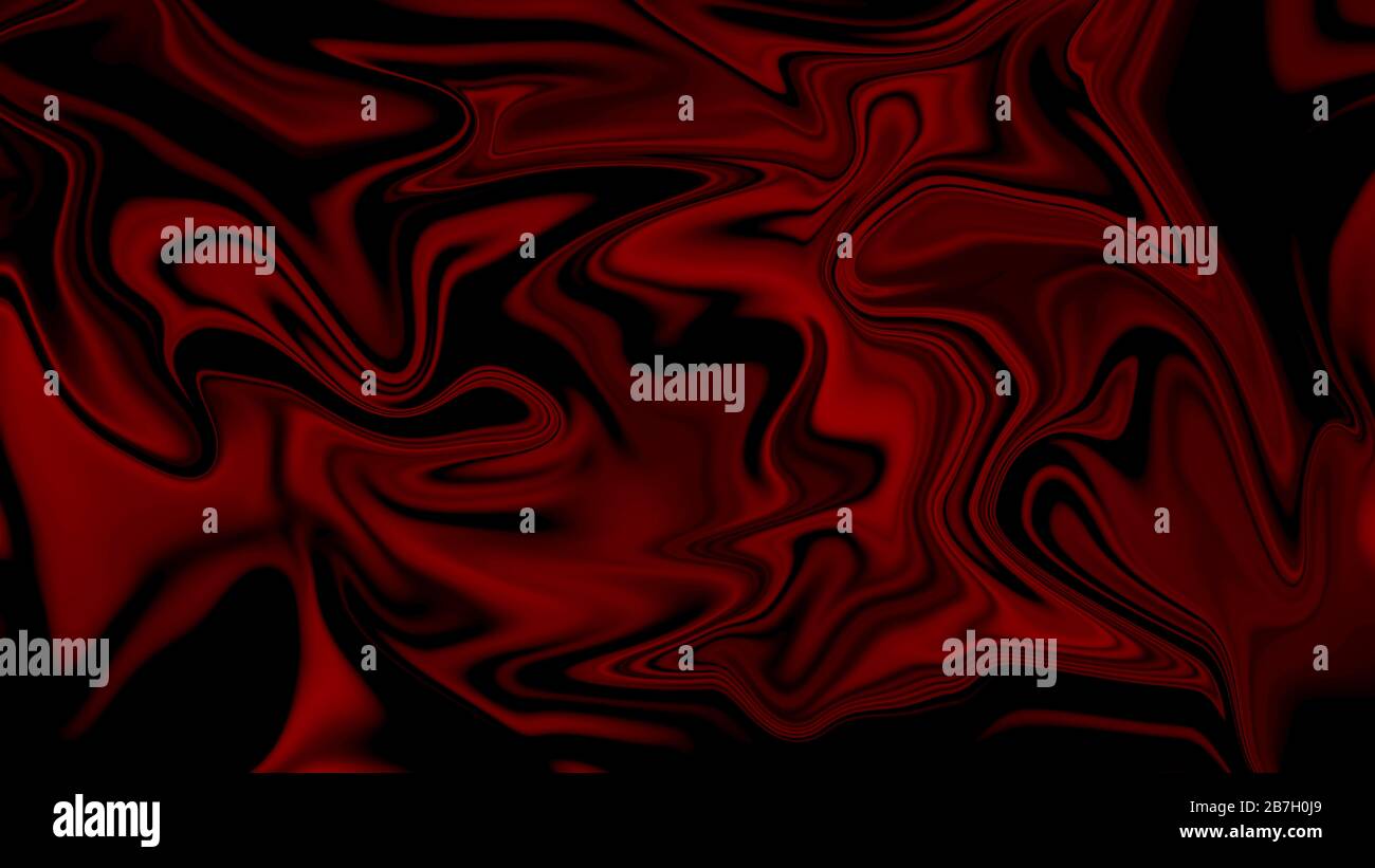 Estratto sfondo liquefatto Psicedelico Rosso. Texture fluida e colorata nell'arte digitale Foto Stock