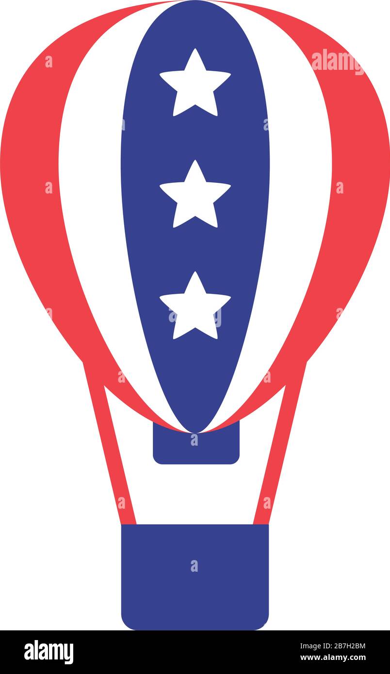 aria bollente calda con lo stile della silhouette della bandiera degli stati uniti d'america Illustrazione Vettoriale