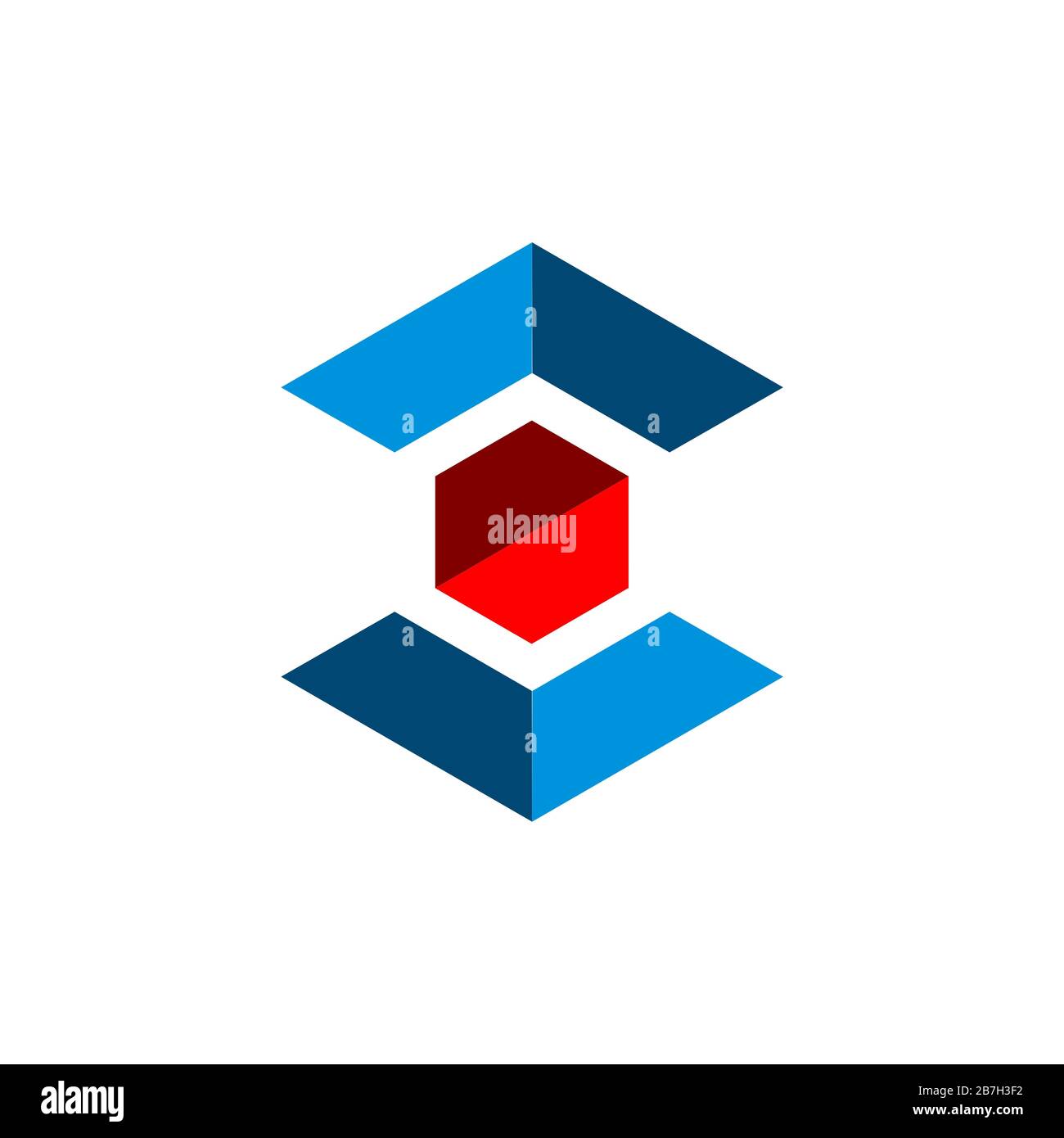 Disegno dell'illustrazione del modello con logo a forma esagonale con freccia su e freccia giù. Vettore EPS 10. Foto Stock