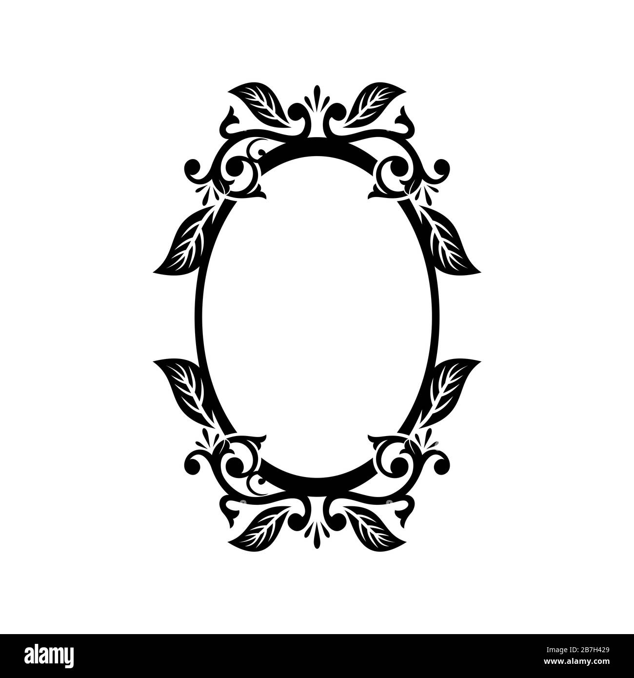 Disegno dell'illustrazione del modello del logo ornamentale con bordo ovale. Vettore EPS 10. Foto Stock