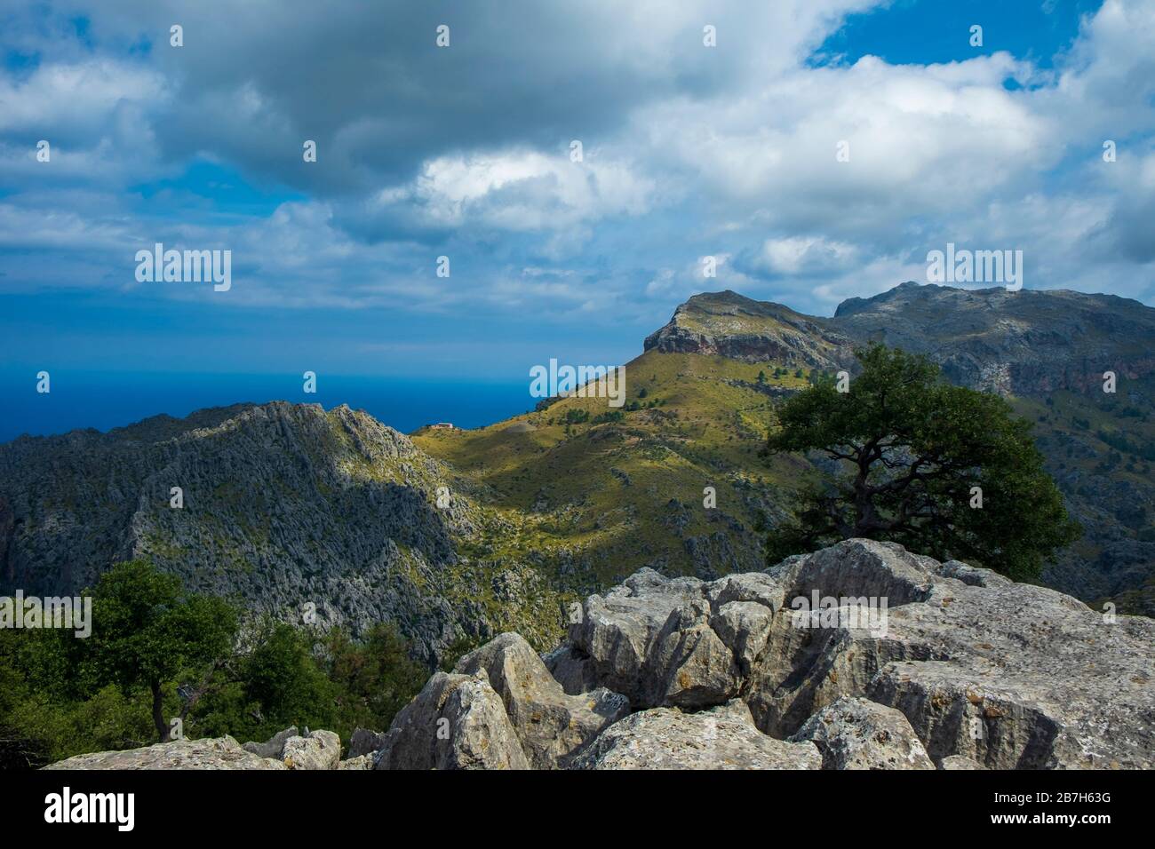 Strada per SA Calobra canyon. Montagne Tramuntana, Maiorca. Isole Baleari, Spagna Foto Stock