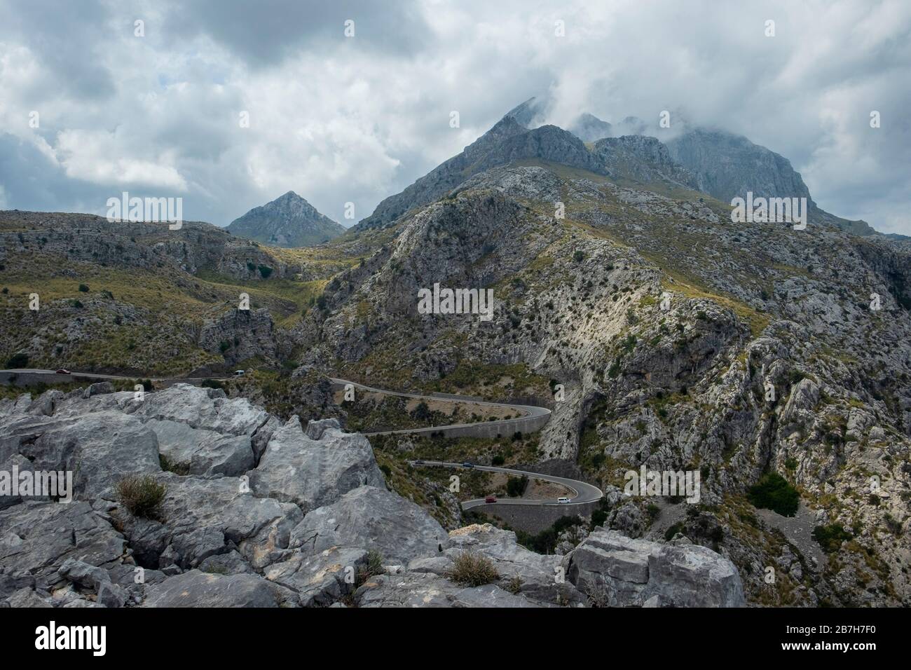 Strada per SA Calobra canyon. Montagne Tramuntana, Maiorca. Isole Baleari, Spagna Foto Stock