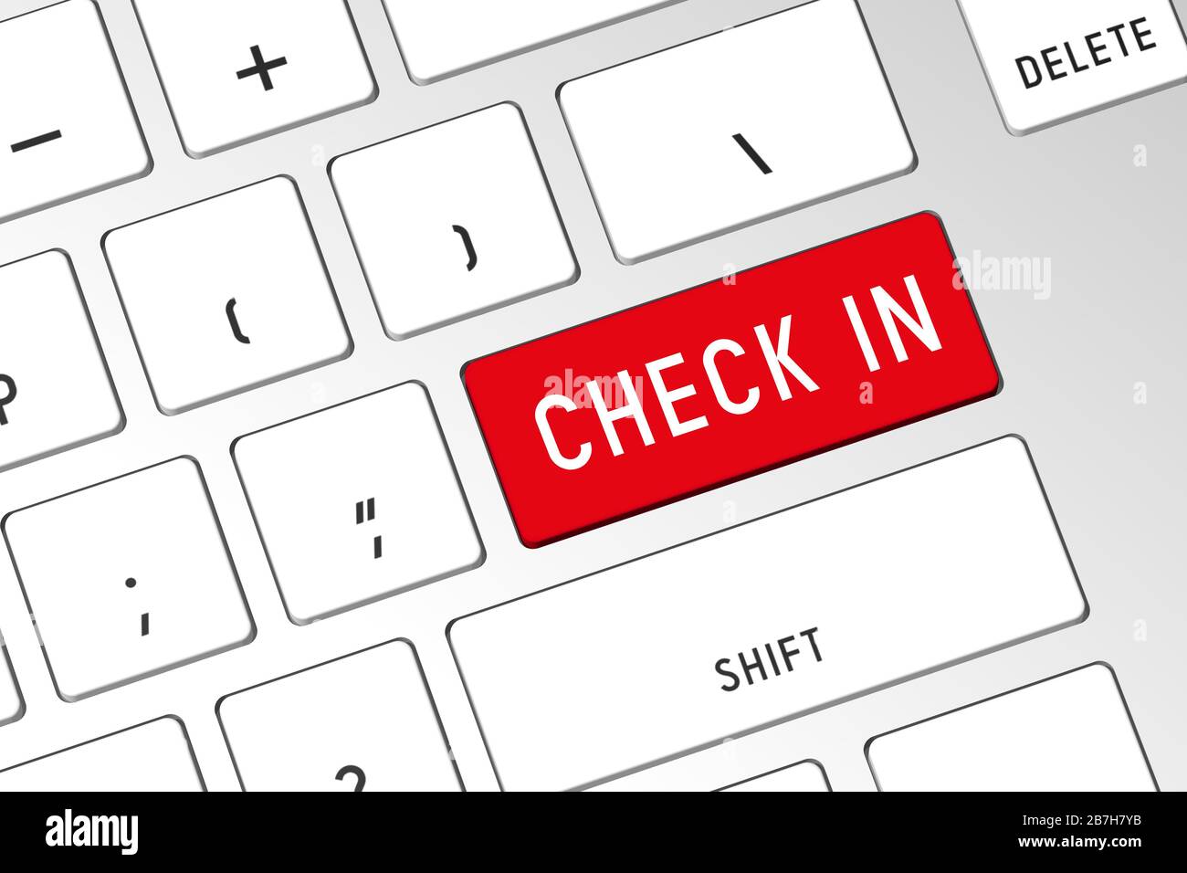 Check in - tastiera del computer 3D Foto Stock
