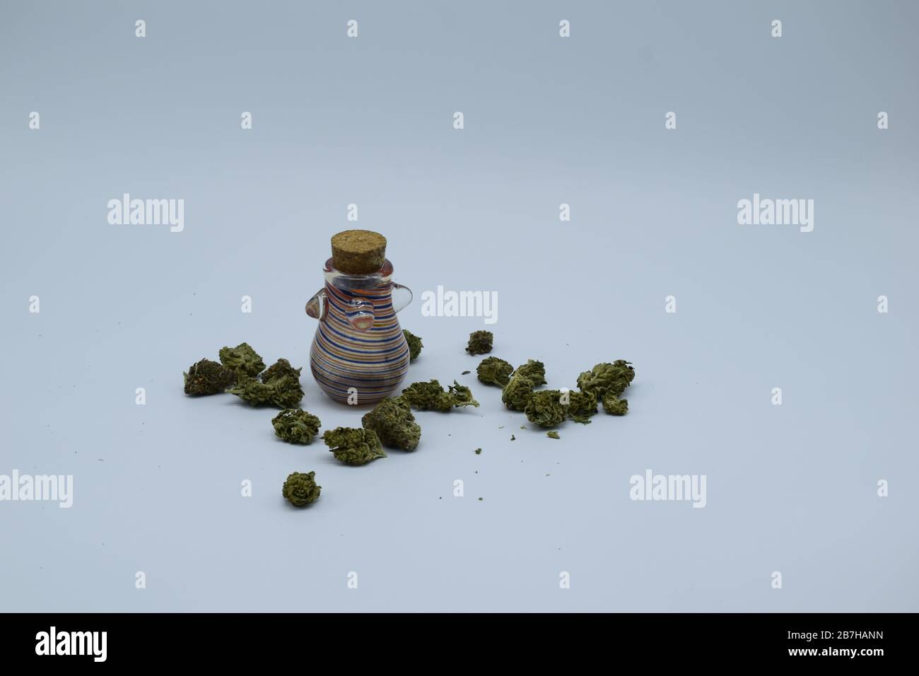 Primo piano di gemme marijuana splendidamente dense contro sfondo Foto Stock