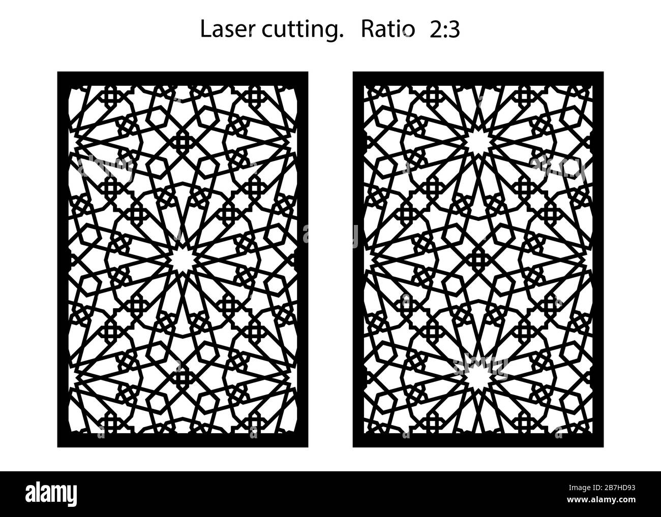 Set CNC di pannelli decorativi vettoriali per taglio laser. Illustrazione Vettoriale