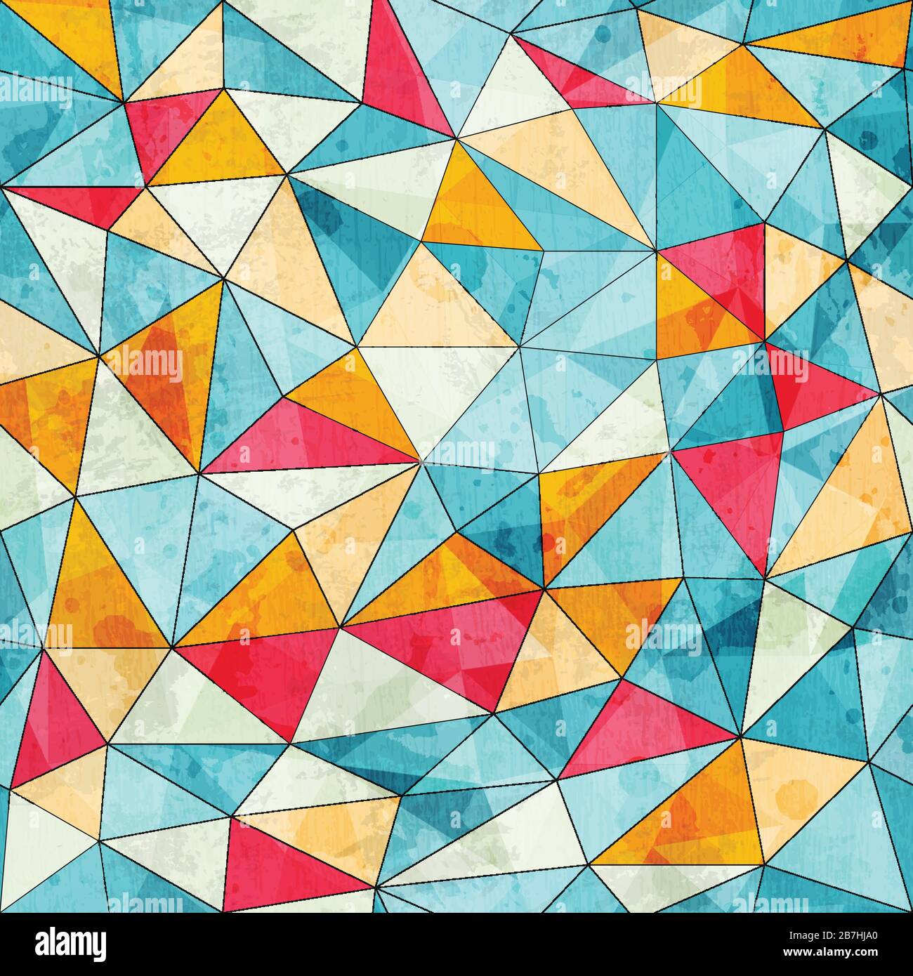 triangoli vintage colorati motivo senza cuciture con effetto grunge Illustrazione Vettoriale