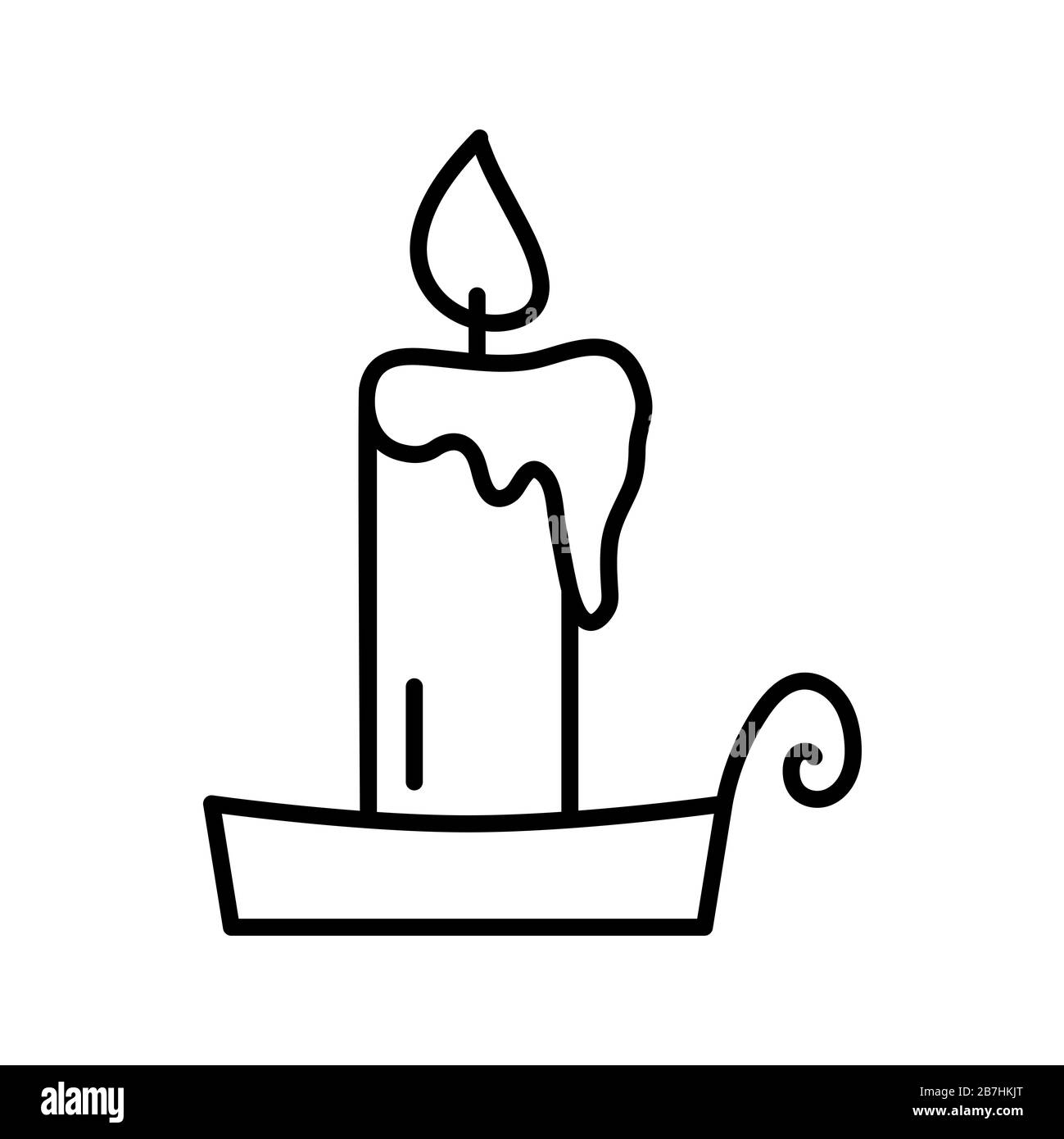 Icona a forma di candela Illustrazione vettoriale isolata su sfondo bianco. Da utilizzare per Natale, decorazione, biglietto d'auguri, ecc. Foto Stock