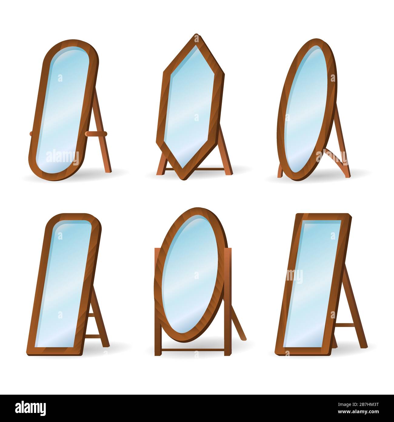 Specchi da pavimento in legno Illustrazione Vettoriale