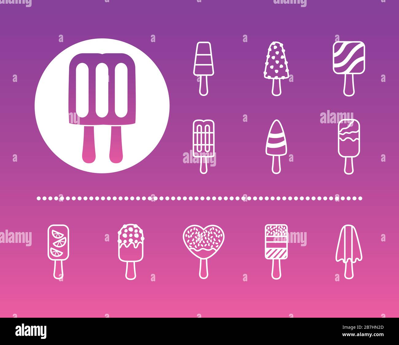 pacchetto di gelato icone set Illustrazione Vettoriale