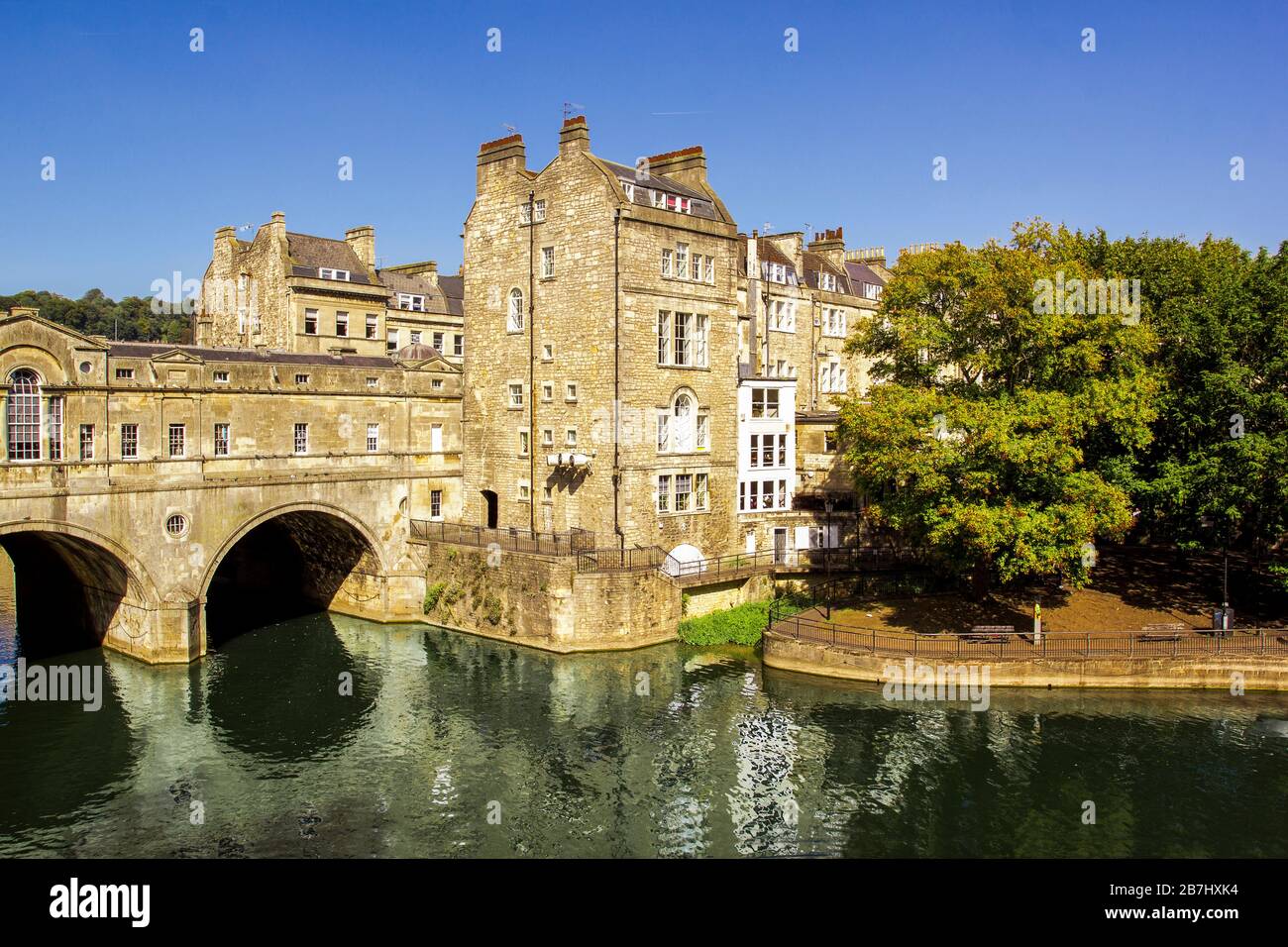 Pulteney Bridge, Bath, Somerset, Inghilterra, Regno Unito Foto Stock