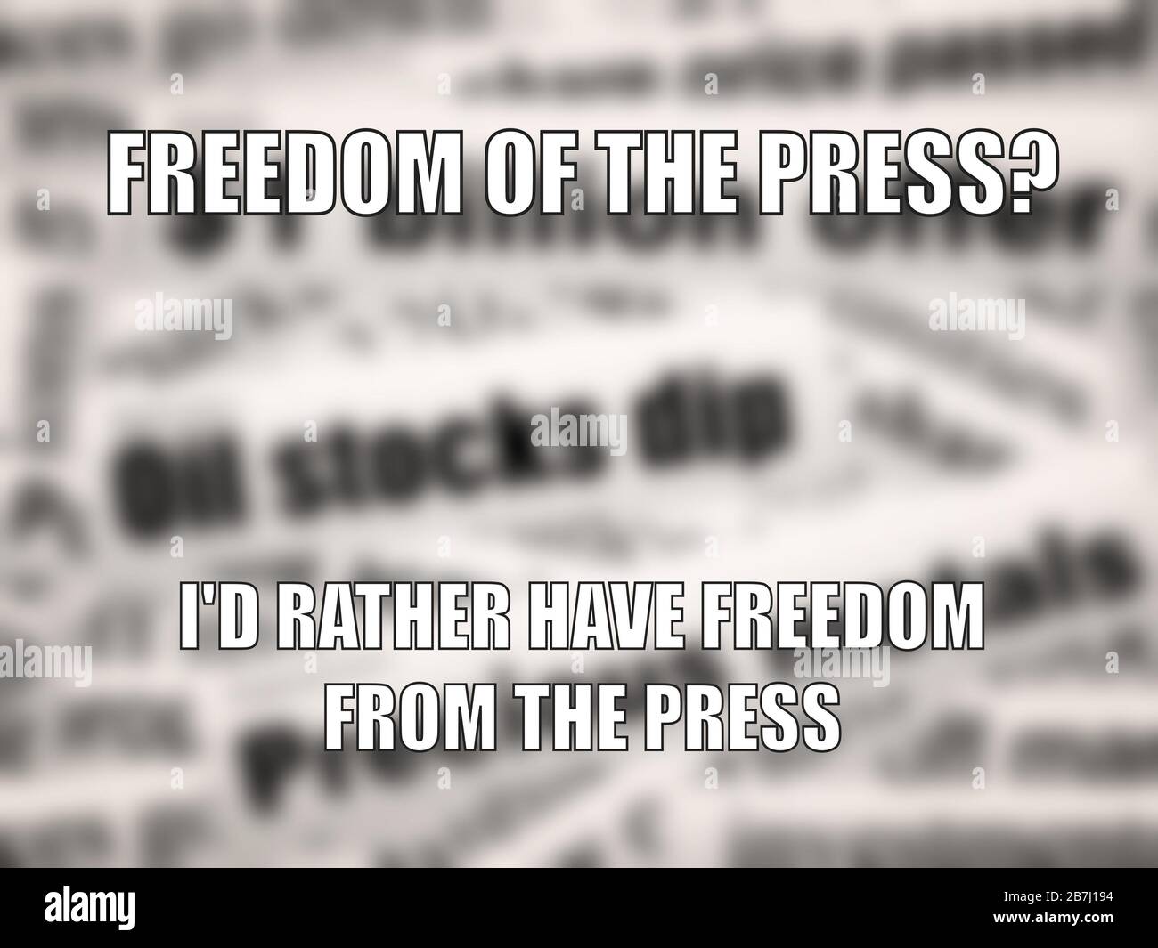 Libertà di stampa divertente meme per la condivisione dei social media. Notizie, stampa e media Concept. Foto Stock