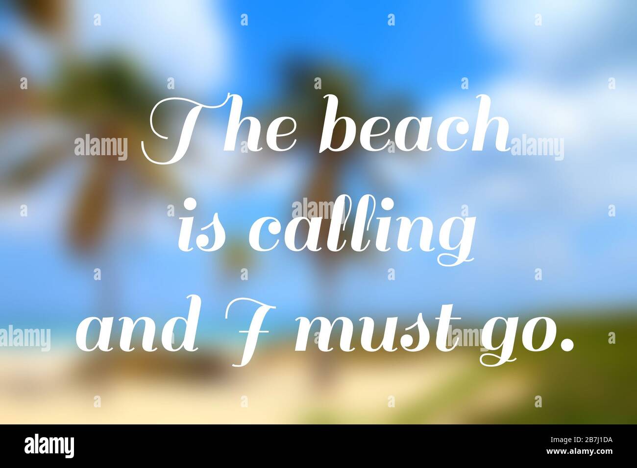 Idee viaggio - poster motivazionali. La spiaggia è chiamata. Foto Stock