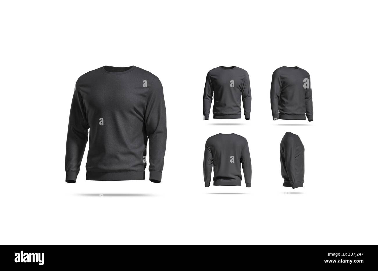 Blank nero casual felpa mock up, diverse viste Foto Stock