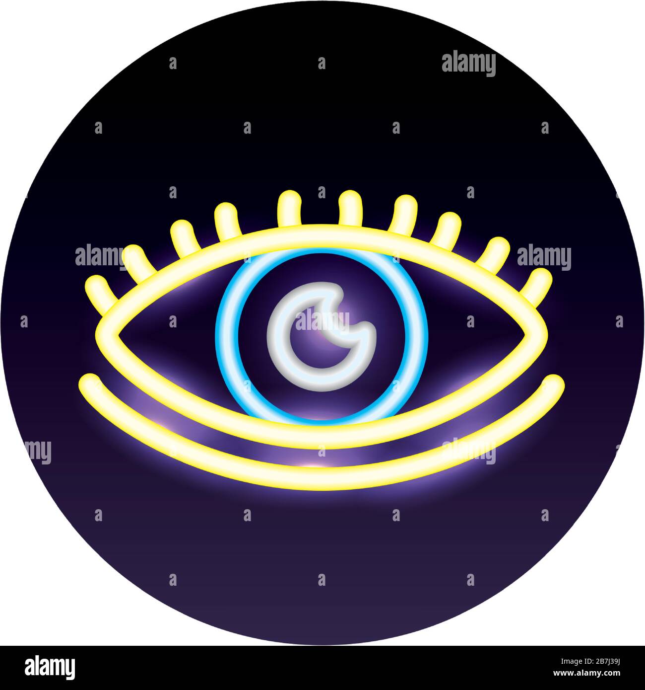 occhi umani luci al neon stile icone Illustrazione Vettoriale
