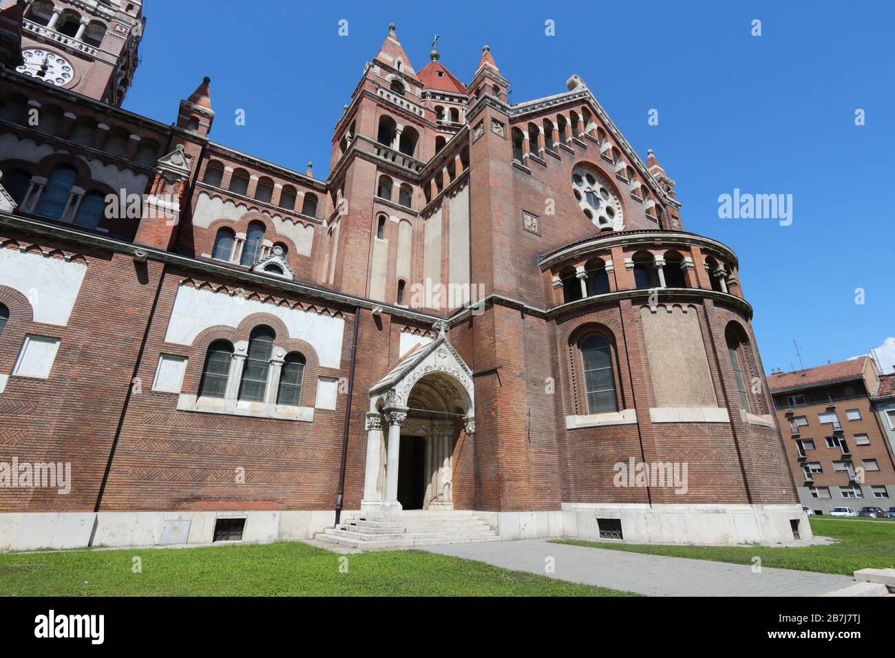 Szeged Chiesa Votiva in Ungheria. Romanico architettura revival. Foto Stock