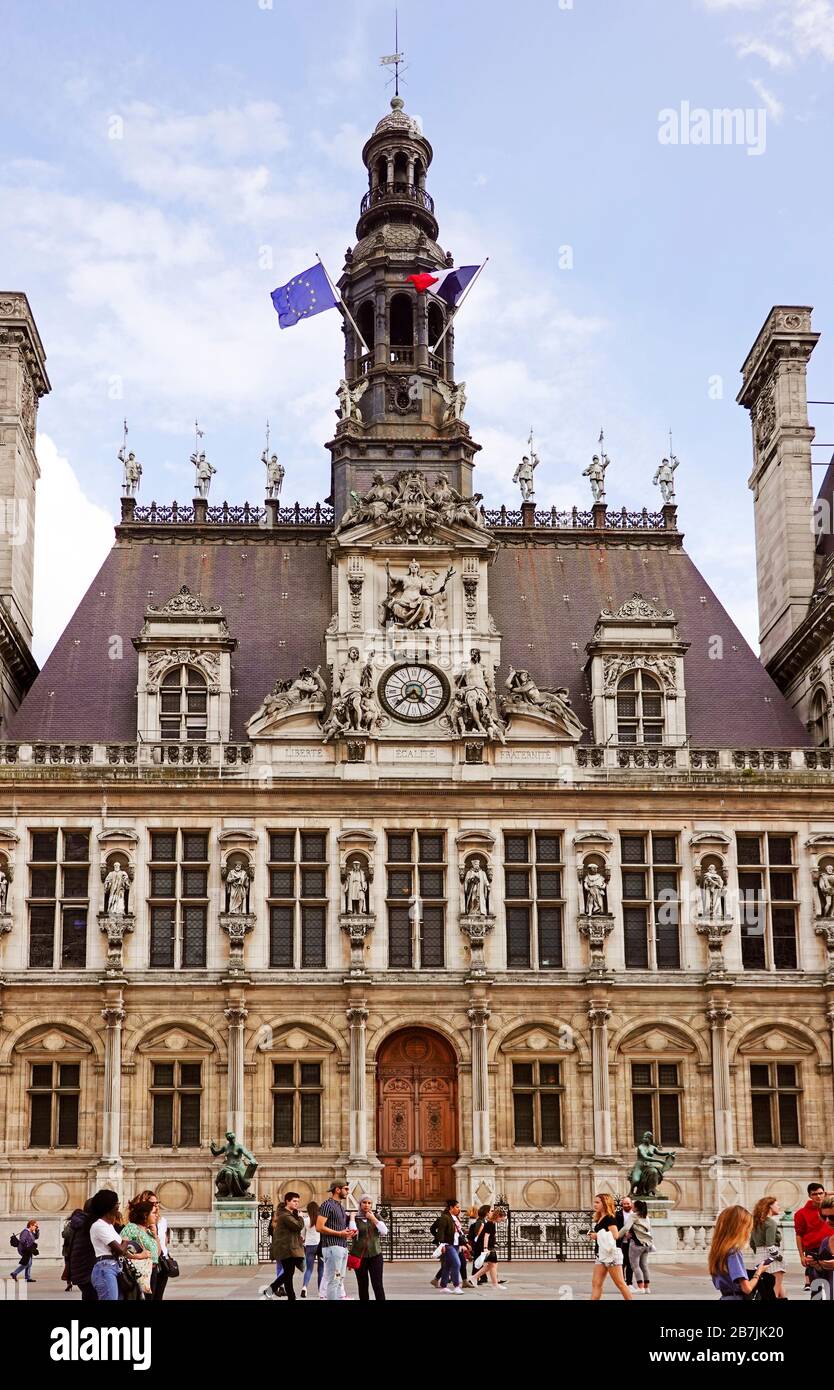 Hotel de Ville City Hall edificio Parigi Francia Foto Stock