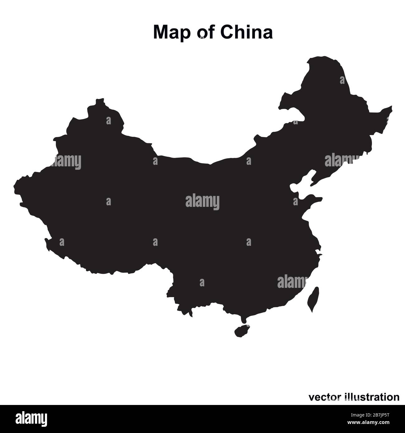 Mappa della Cina con regioni e città. Illustrazione grafica bianca e ...