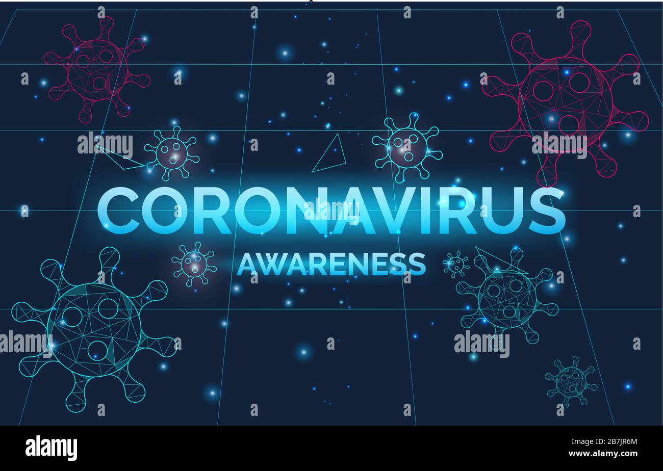Striscione di sensibilizzazione sulla malattia da coronavirus, prevenzione pericolosa delle infezioni da COVID-19, avvertenza, illustrazione vettoriale Illustrazione Vettoriale