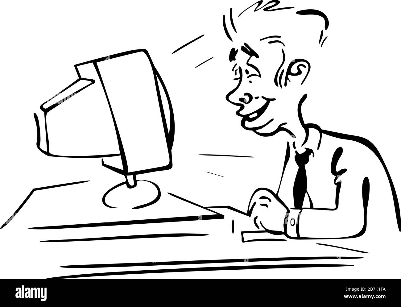 Uomo al computer Illustrazione Vettoriale