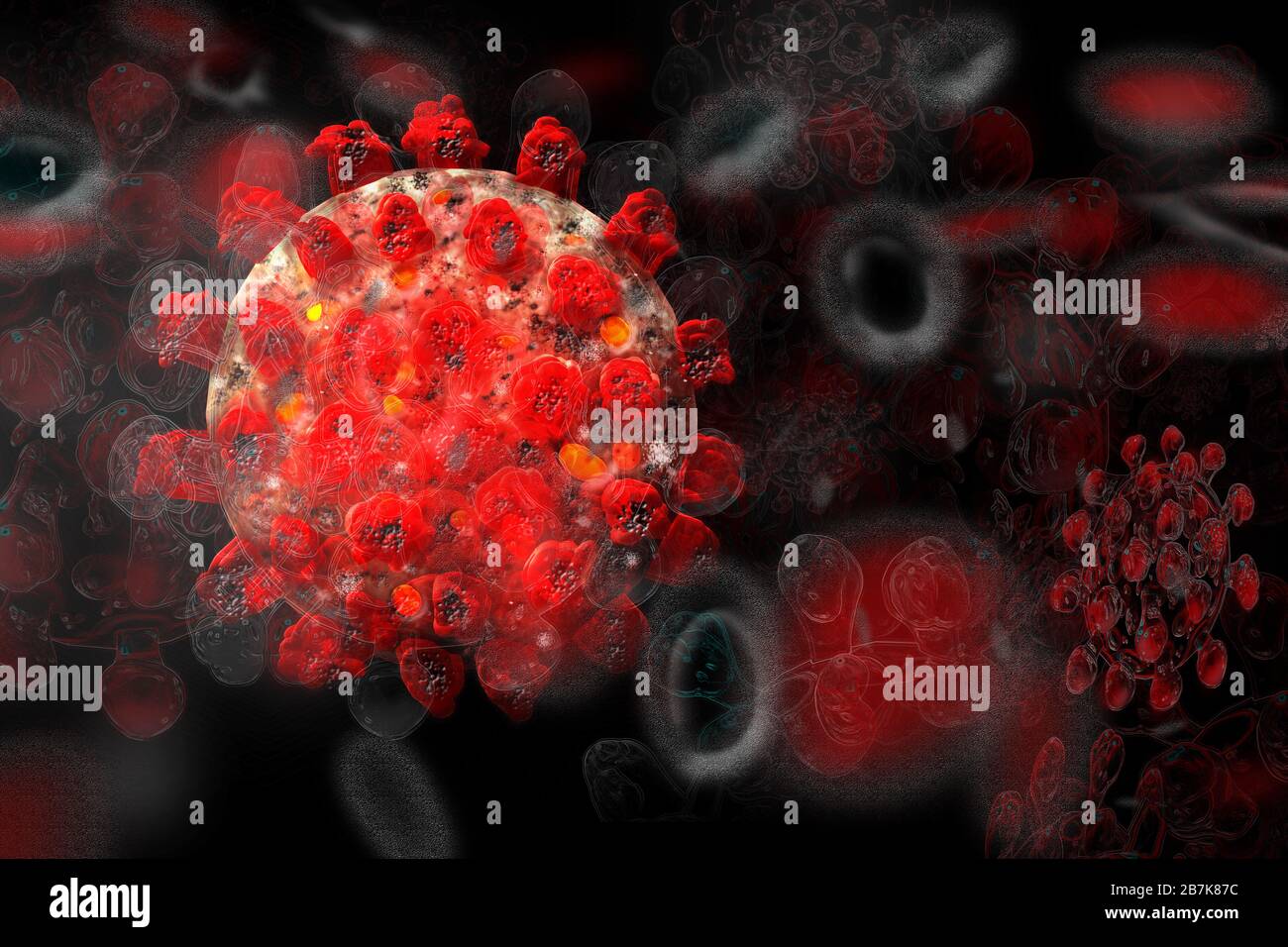 Coronavirus SARS-cov-2 (Covid-19). Vista microscopica. Foto Stock