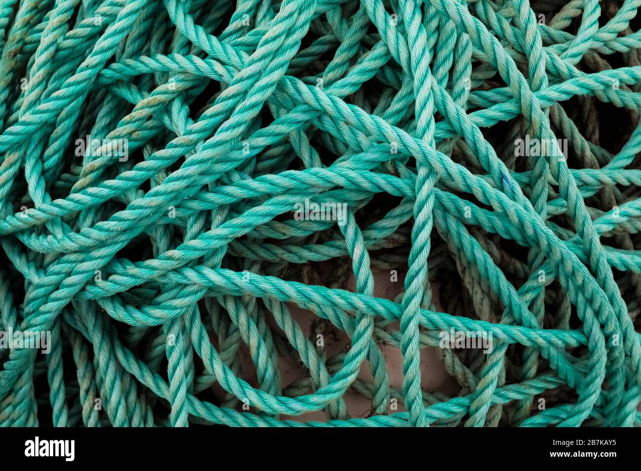 Corda di ancoraggio usata in e industria di pesca a Terranova, Canada Foto Stock