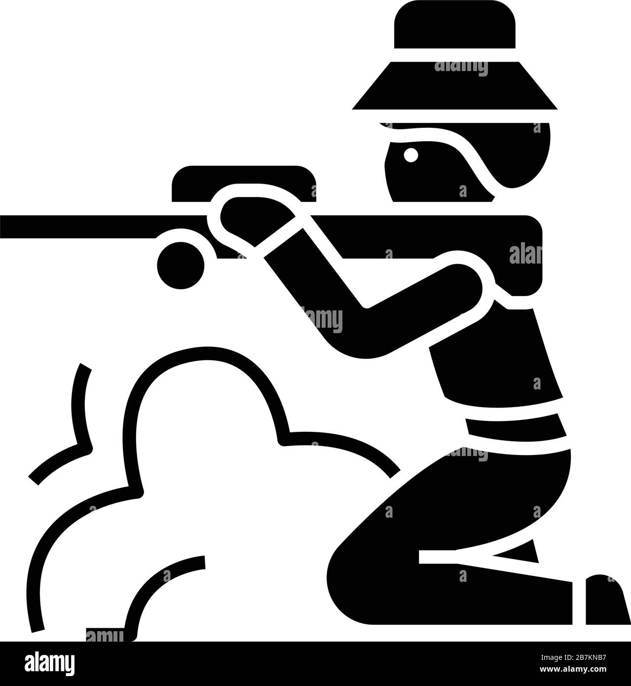 Arma sparatutto icona nera, concetto di illustrazione, vettore piatto simbolo, segno di glifo. Illustrazione Vettoriale