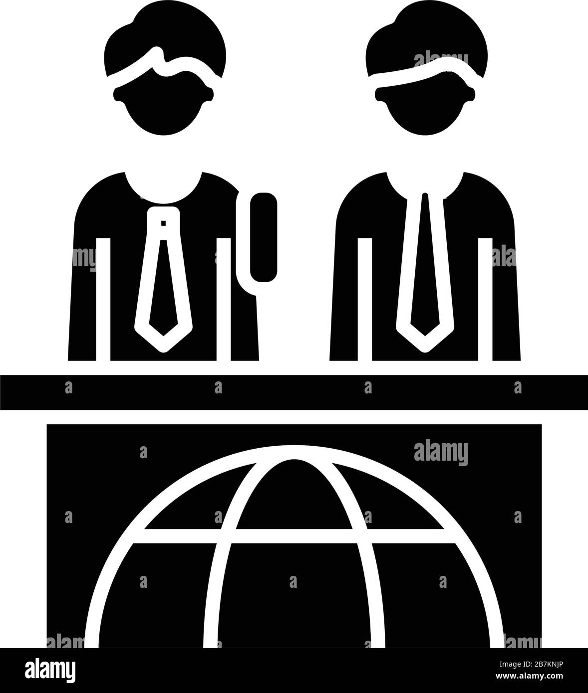 Icona World Trade Line, simbolo concettuale, illustrazione vettoriale outline, simbolo lineare. Illustrazione Vettoriale