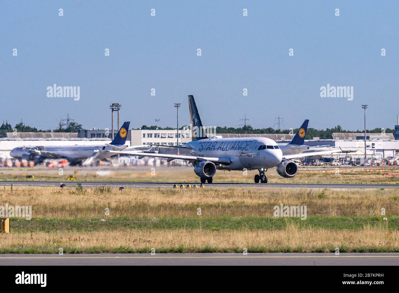 FRANCOFORTE GERMANIA 11.08.2019 Lufthansa AIRLINES D-AILF Airbus A319-114 decollo all'aeroporto di fraport . Foto Stock