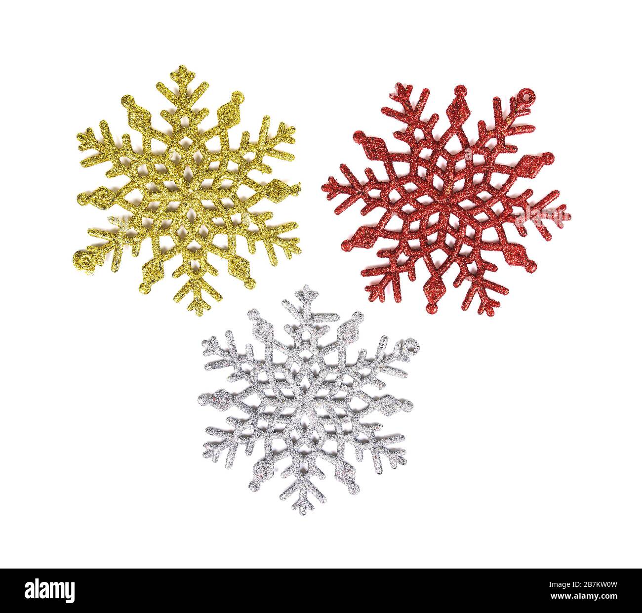 Colori fiocco di neve ornamento di Natale isolato su sfondo bianco Foto Stock