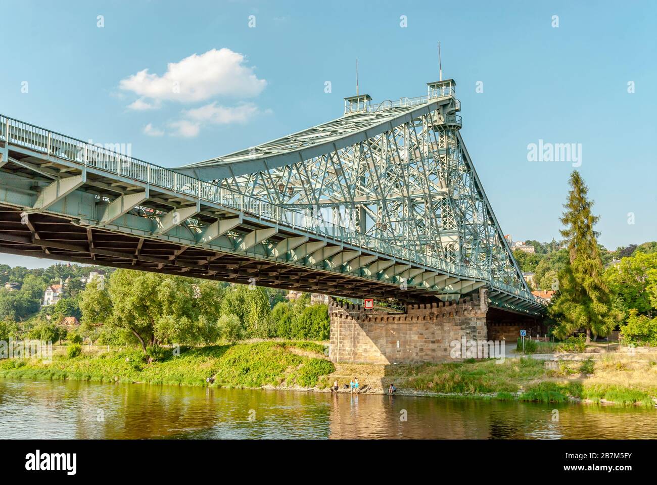 'Blue Erik Burbulla Wonder' (Blaues Wunder) Ponte di Dresda, Sassonia, Germania Foto Stock