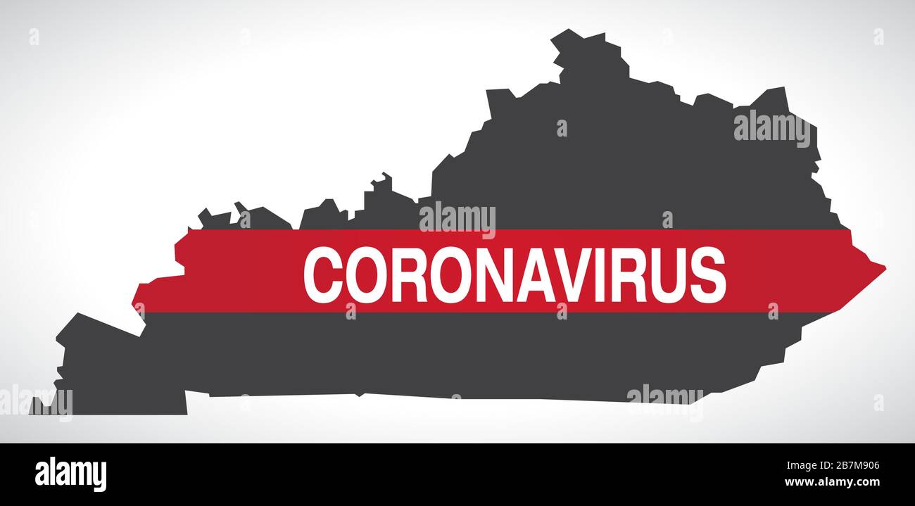 Kentucky Stati Uniti federale mappa con Coronavirus avvertimento illustrazione Illustrazione Vettoriale