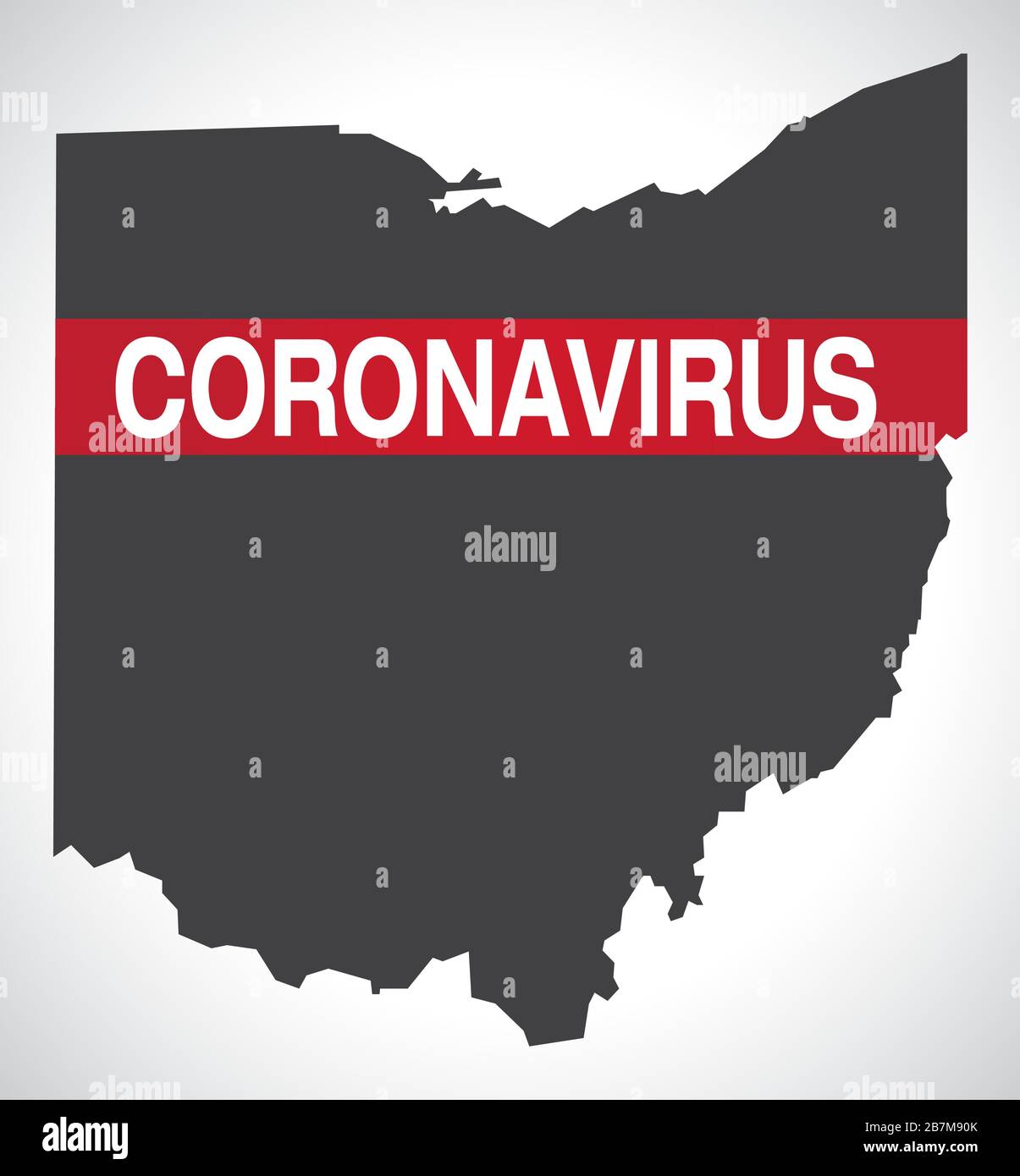 Ohio Stati Uniti federale mappa con Coronavirus avvertimento illustrazione Illustrazione Vettoriale