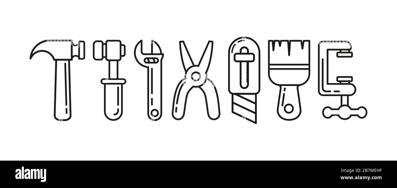 insieme di strumenti, un poligono vuoto. Illustrazione vettoriale stock. Design semplice per adesivi, adesivi, siti Web o app Illustrazione Vettoriale