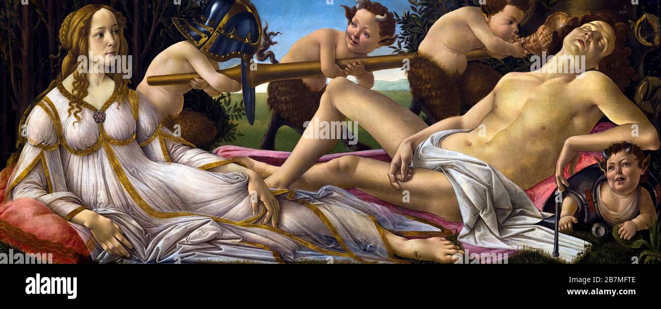 Venere e Marte, Sandro Botticelli, 1485 circa, Foto Stock