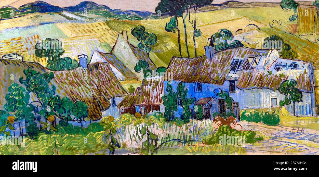Fattorie vicino Auvers, Vincent van Gogh, 1890, Foto Stock
