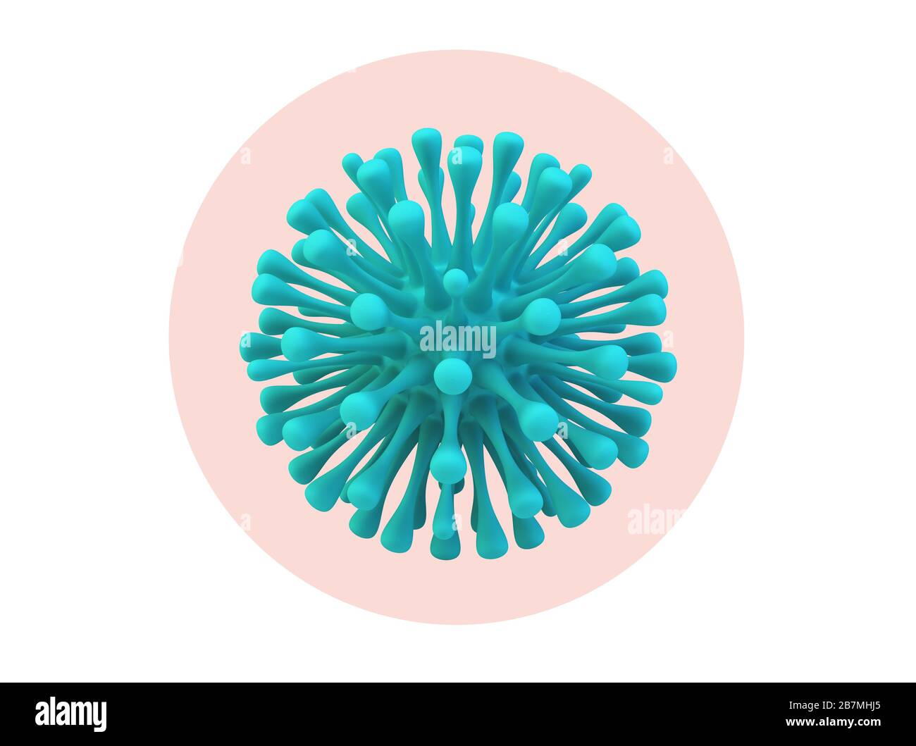 rendering 3d del virus blu isolato Foto Stock