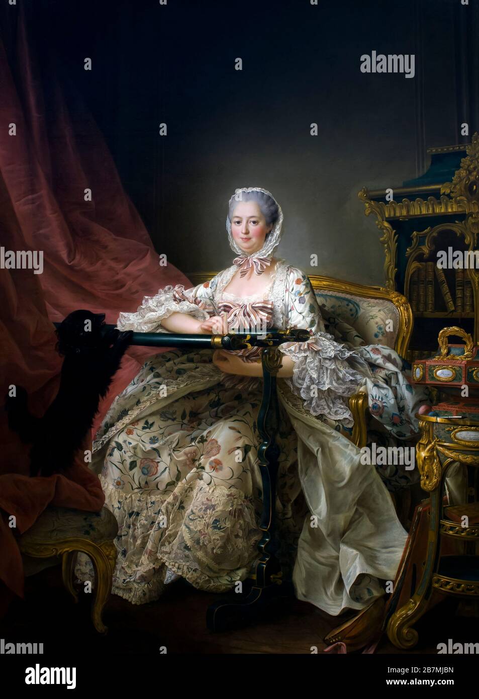 Madame de Pompadour presso la sua cornice Tambour, Francois-Hubert Drouais, 1763-4, Foto Stock