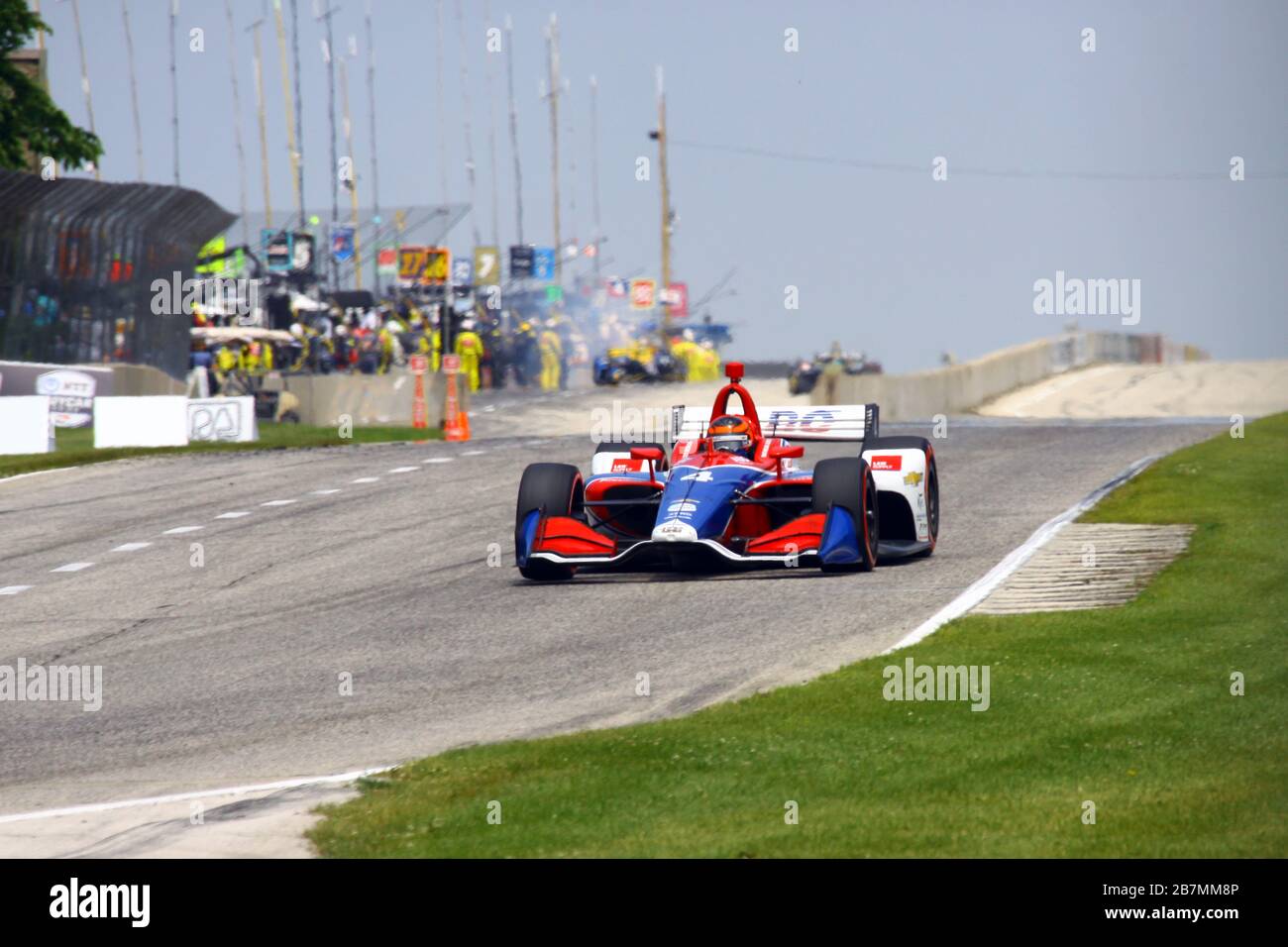 Lago Elkhart, Wisconsin - 23 giugno 2019: (Pilota) gara NTT Indycar a Road America. Foto Stock