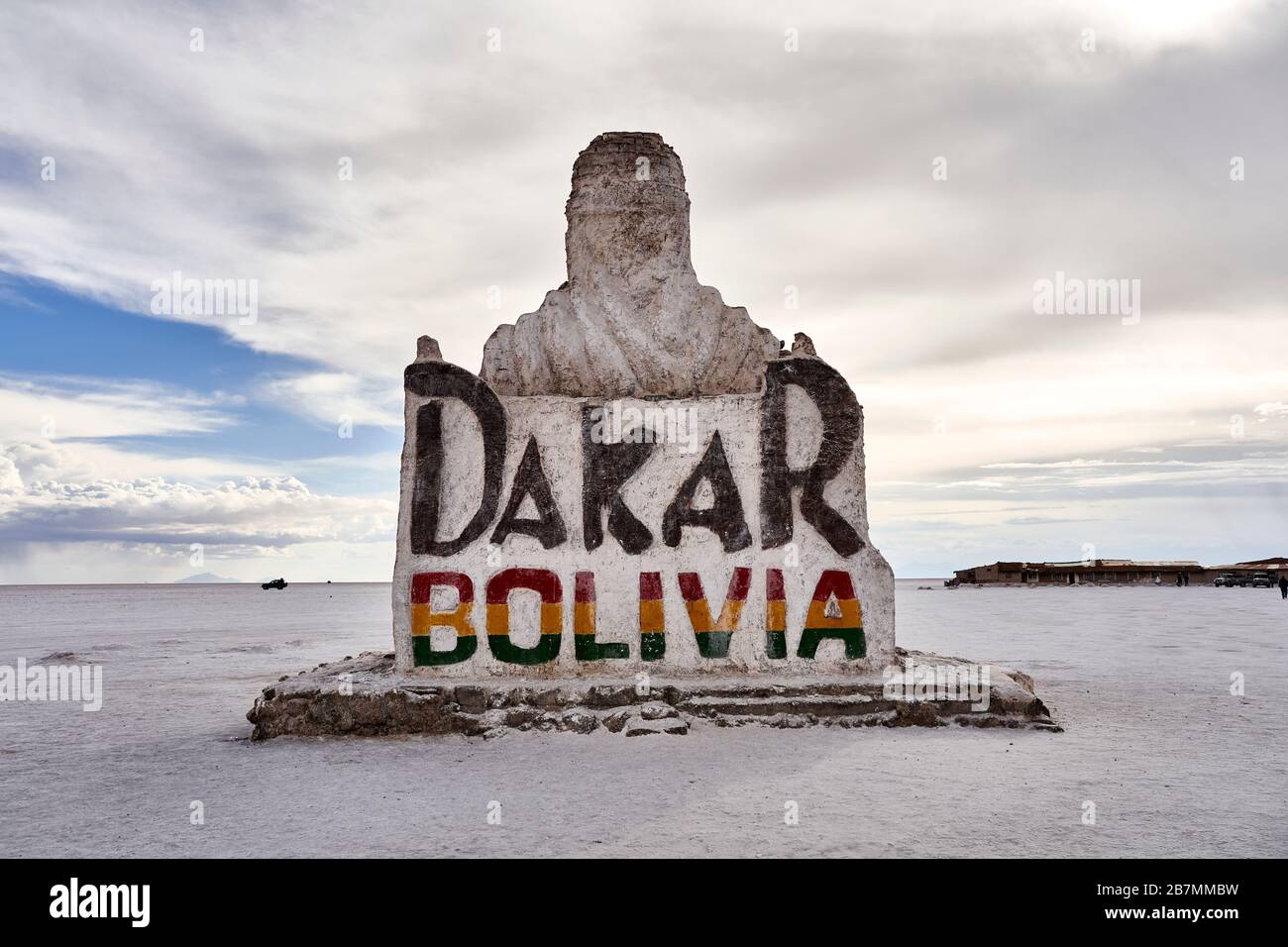 Dakar Rally statua in Salar de Uyuni Bolivia Foto Stock