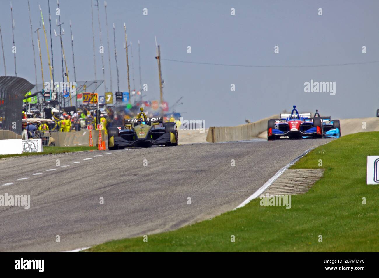 Lago Elkhart, Wisconsin - 23 giugno 2019: (Pilota) gara NTT Indycar a Road America. Foto Stock