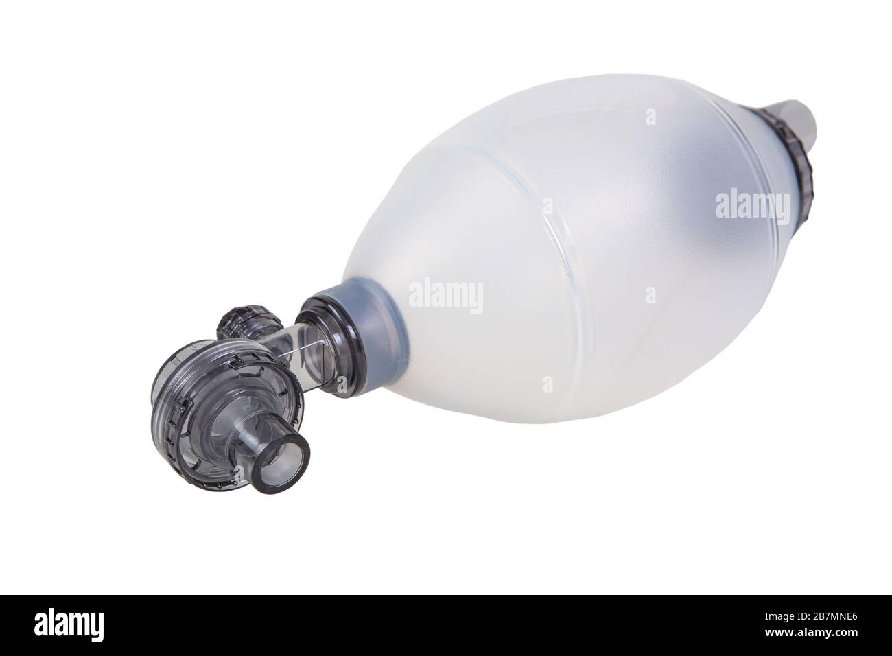 Moderna sacca ambu medica per ventilazione polmonare artificiale isolata su bianco Foto Stock