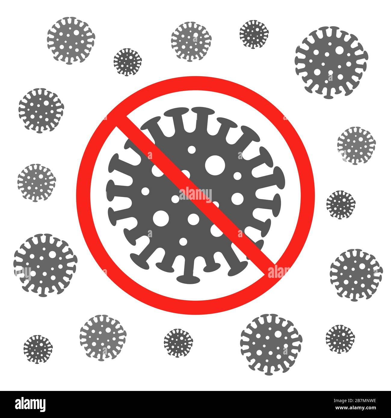 Segni attenzione coronavirus. Interrompere il coronavirus. Pericolo di coronavirus e rischio per la salute pubblica malattie e focolai di influenza. Concetto medico pandemico con Illustrazione Vettoriale