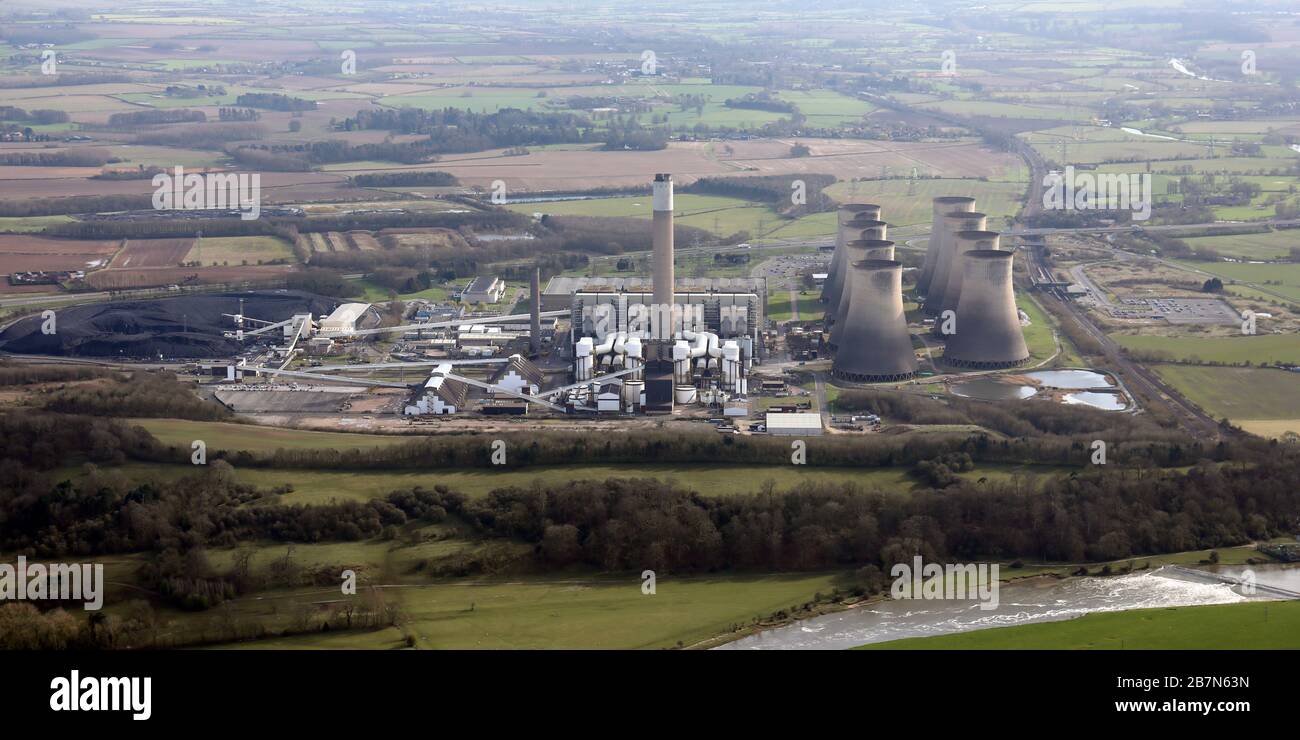 Vista aerea della centrale di Ratcliffe-on-Soar, vicino a Nottingham, Regno Unito Foto Stock