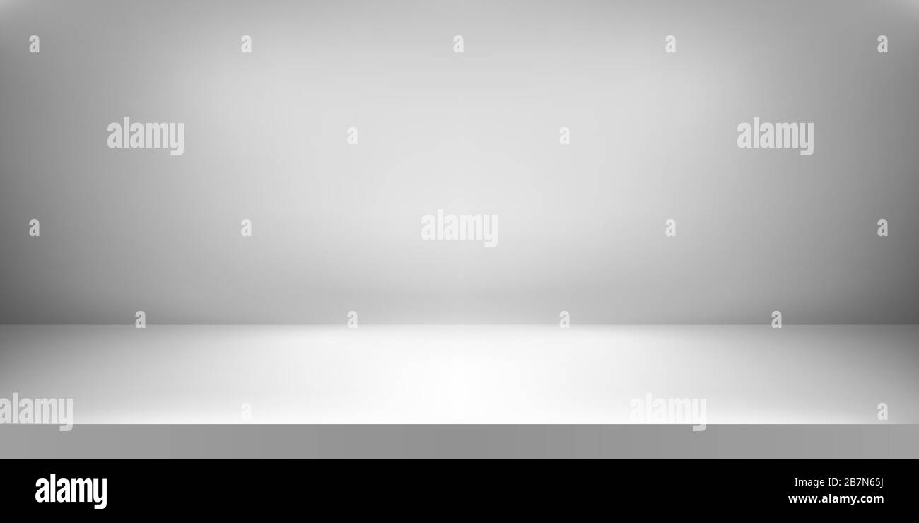 Studio bianco vuoto. Sfondo della stanza. Display del prodotto con spazio di copia per la visualizzazione del design dei contenuti. Illustrazione vettoriale Illustrazione Vettoriale