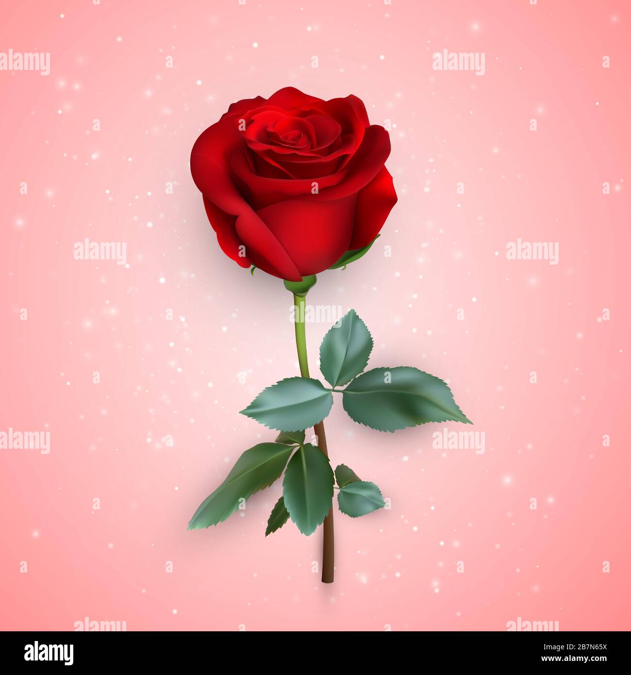 realistico disegno rosa isolato su sfondo, illustrazione vettoriale Illustrazione Vettoriale